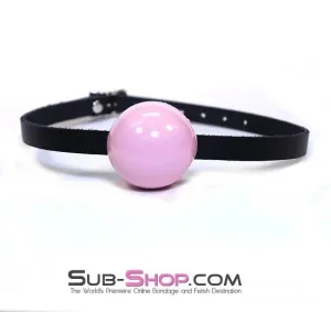 0195A-SIS      Classic Ball Gag BDSM Roleplay Strap, Sissy Slave Princess Pink Ball