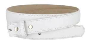 1'' Wide White Leather Belt Strap