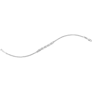 10K White Gold Diamond Flower Cluster Fashion Bracelet 1/4 Cttw