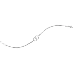 10K White Gold Womens Round Diamond Linked Circle Fashion Bracelet 1/10 Cttw