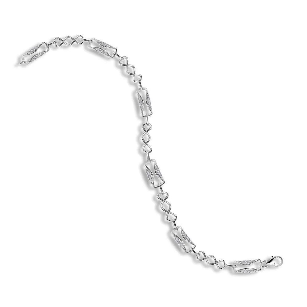 10K White Gold Womens Round Diamond Sparkling Faceted Fashion Bracelet 1/3 Cttw