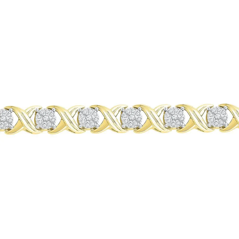 10K Yellow Gold Diamond X Link Fashion Bracelet 1.00 CTTW
