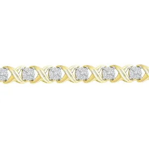 10K Yellow Gold Diamond X Link Fashion Bracelet 1.00 CTTW