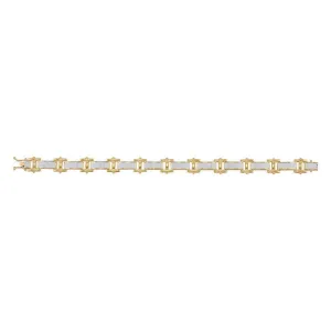 10K Yellow Gold Mens Round Diamond Big Look Pave-set Fashion Bracelet 1-3/8 Cttw