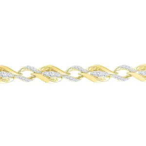 10K Yellow Gold Womens Round Diamond Fashion Bracelet 1.00 Cttw