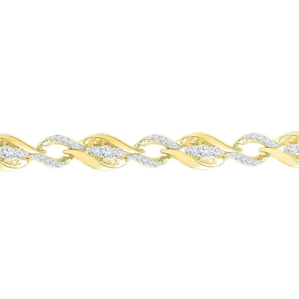 10K Yellow Gold Womens Round Diamond Fashion Bracelet 1.00 Cttw