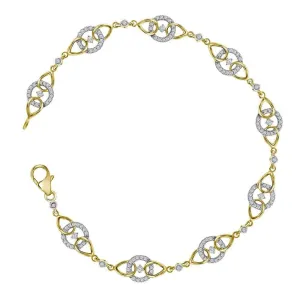 10K Yellow Gold Womens Round Diamond Linked Circle Fashion Bracelet 1/2 Cttw