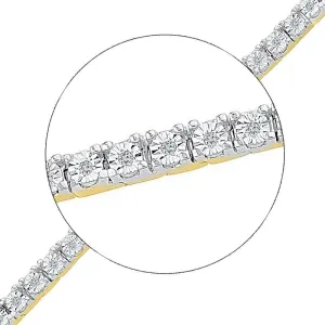 10K Yellow Gold Womens Round Diamond Miracle Fashion Bracelet 1/4 Cttw
