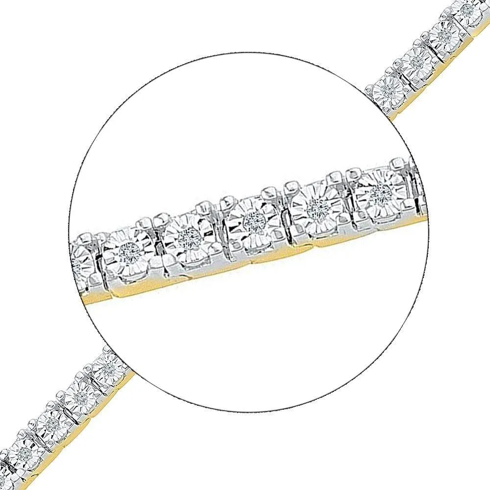 10K Yellow Gold Womens Round Diamond Miracle Fashion Bracelet 1/4 Cttw