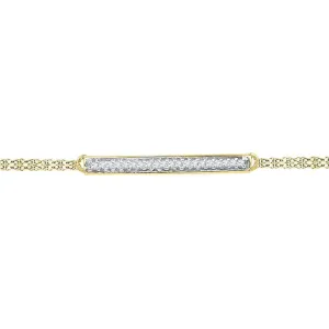 10K Yellow Gold Womens Round Diamond Single Row Bar Fashion Bracelet 1/12 Cttw