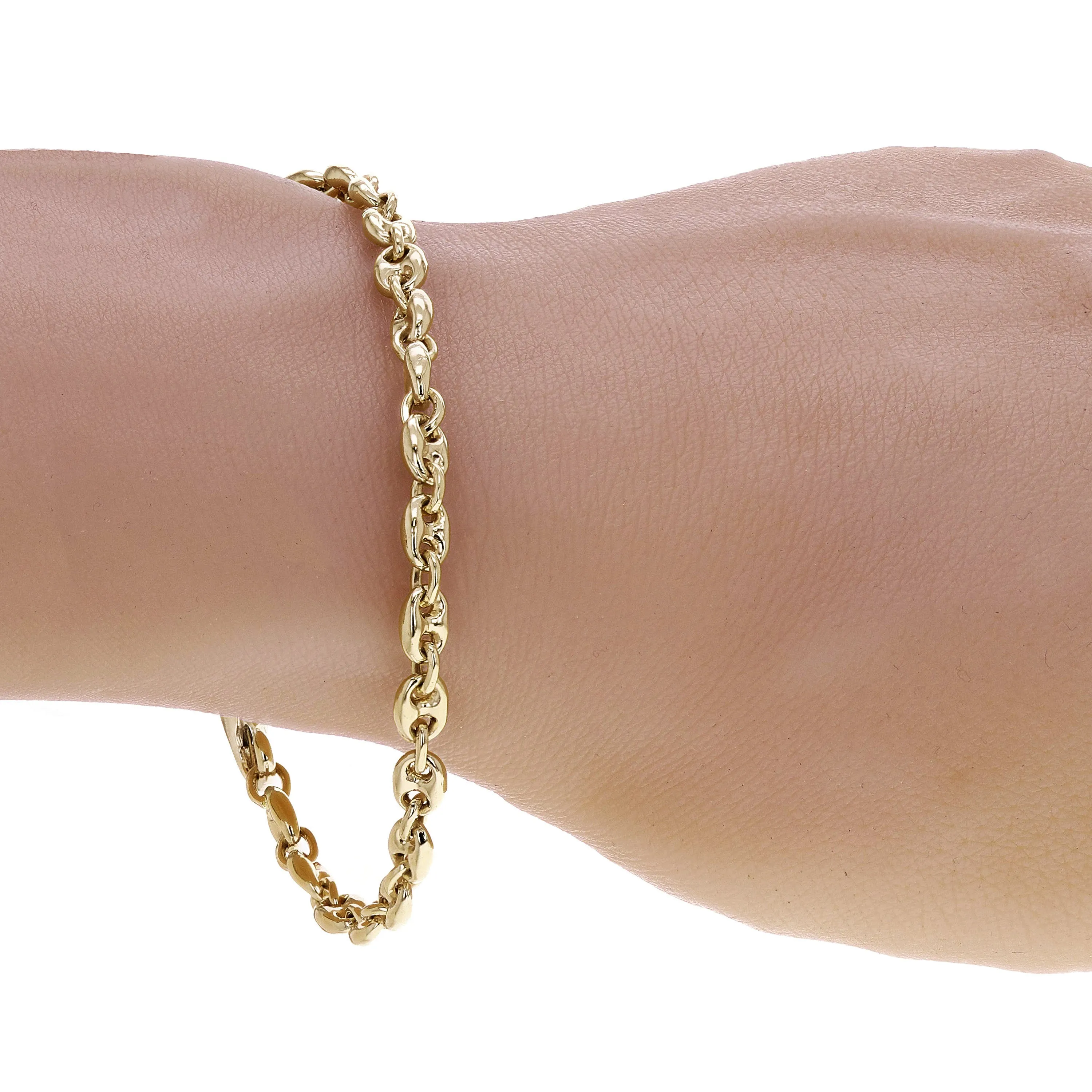 10k Yellow White or Rose Gold Handmade Fashion Gucci Mariner Link Bracelet 4.9mm