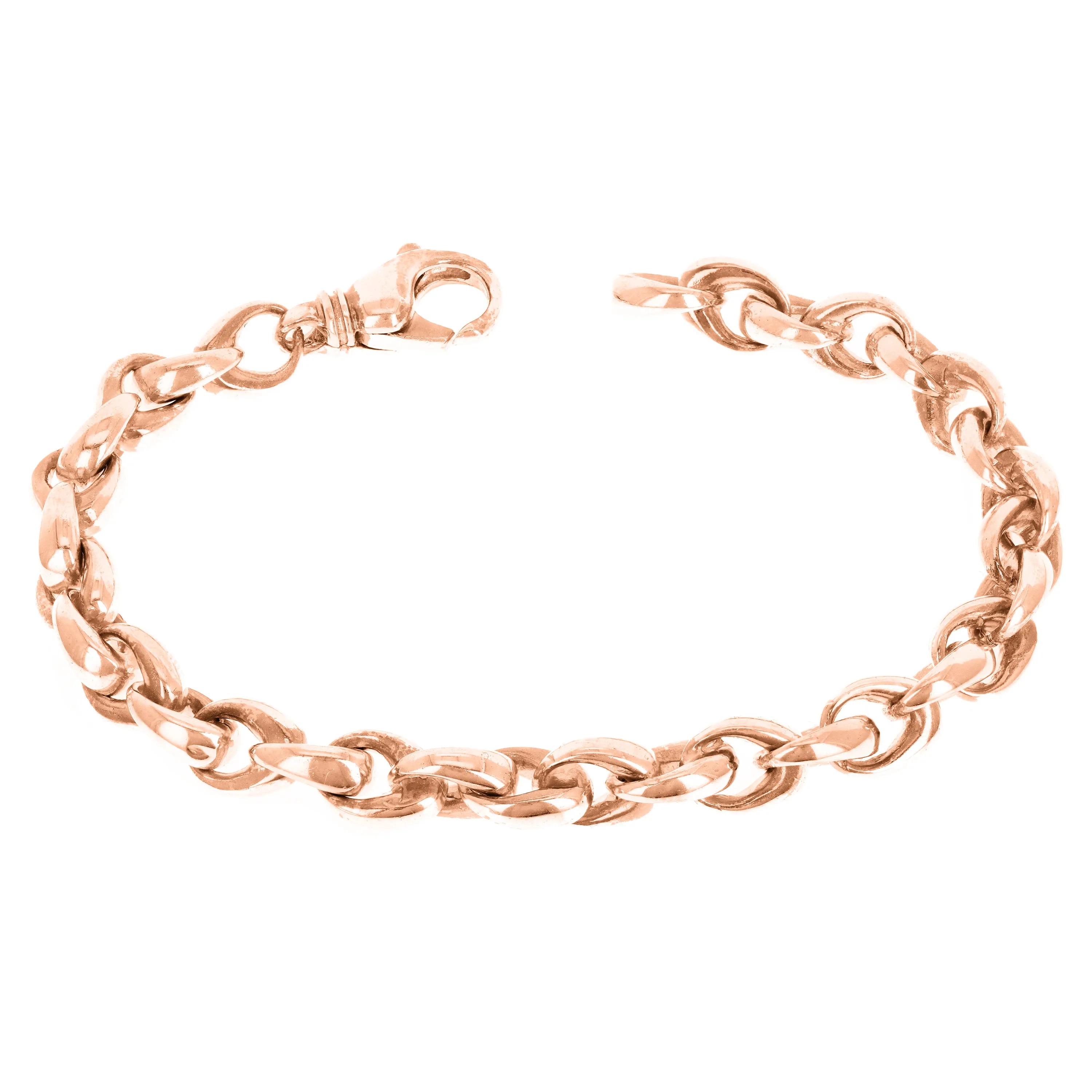 10k Yellow White or Rose Gold Handmade Fashion Link Bracelet 7" - 9" 8.4mm