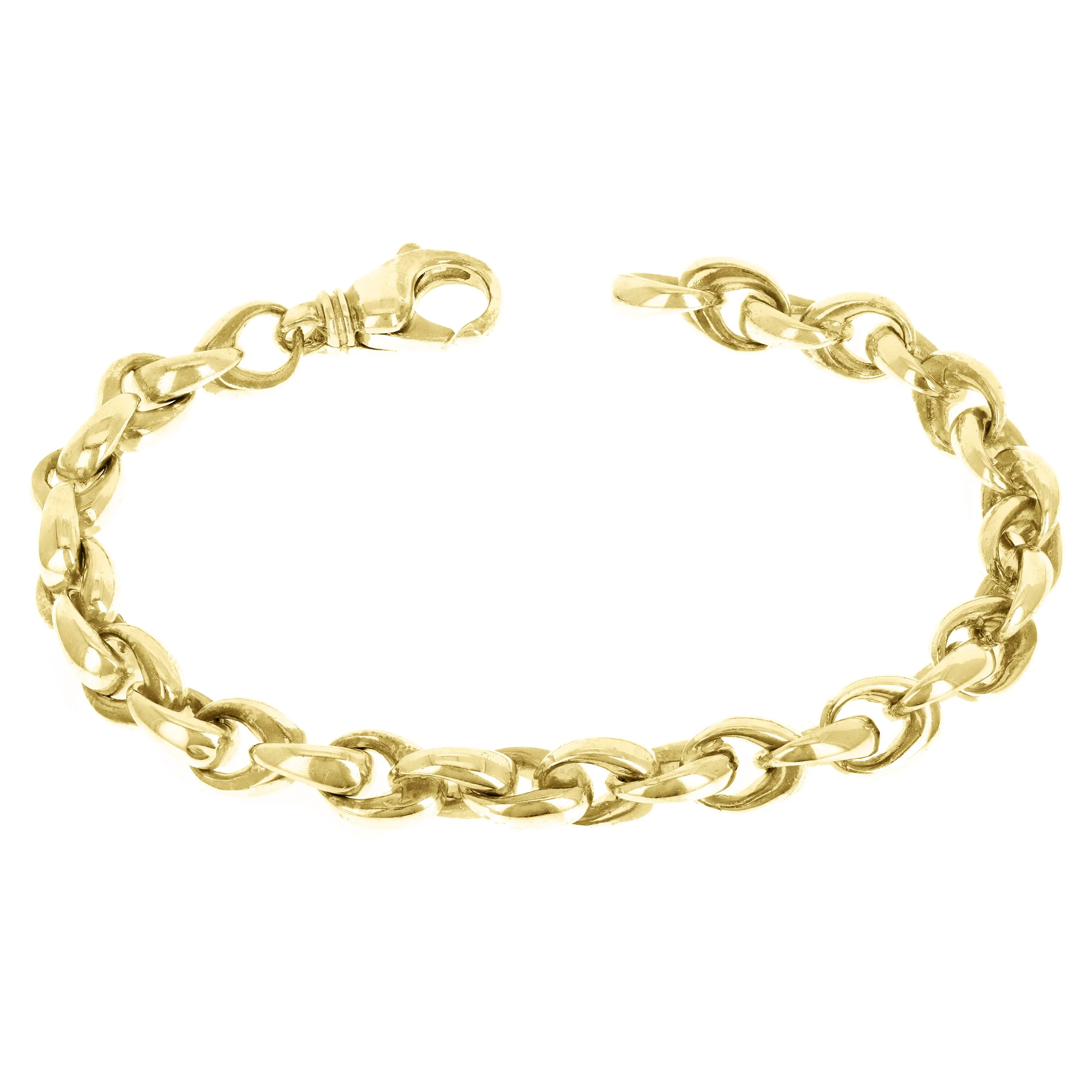10k Yellow White or Rose Gold Handmade Fashion Link Bracelet 7" - 9" 8.4mm