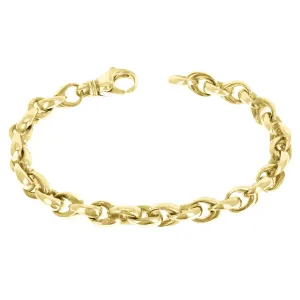 10k Yellow White or Rose Gold Handmade Fashion Link Bracelet 7" - 9" 8.4mm