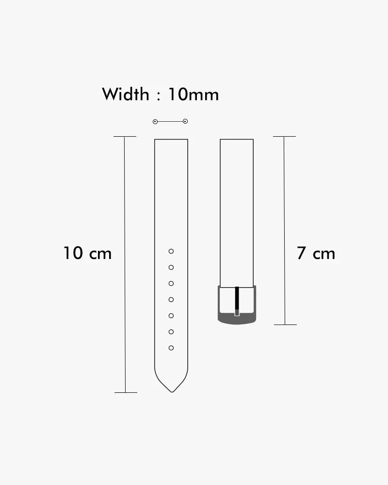 10mm Black Silver Leather Strap