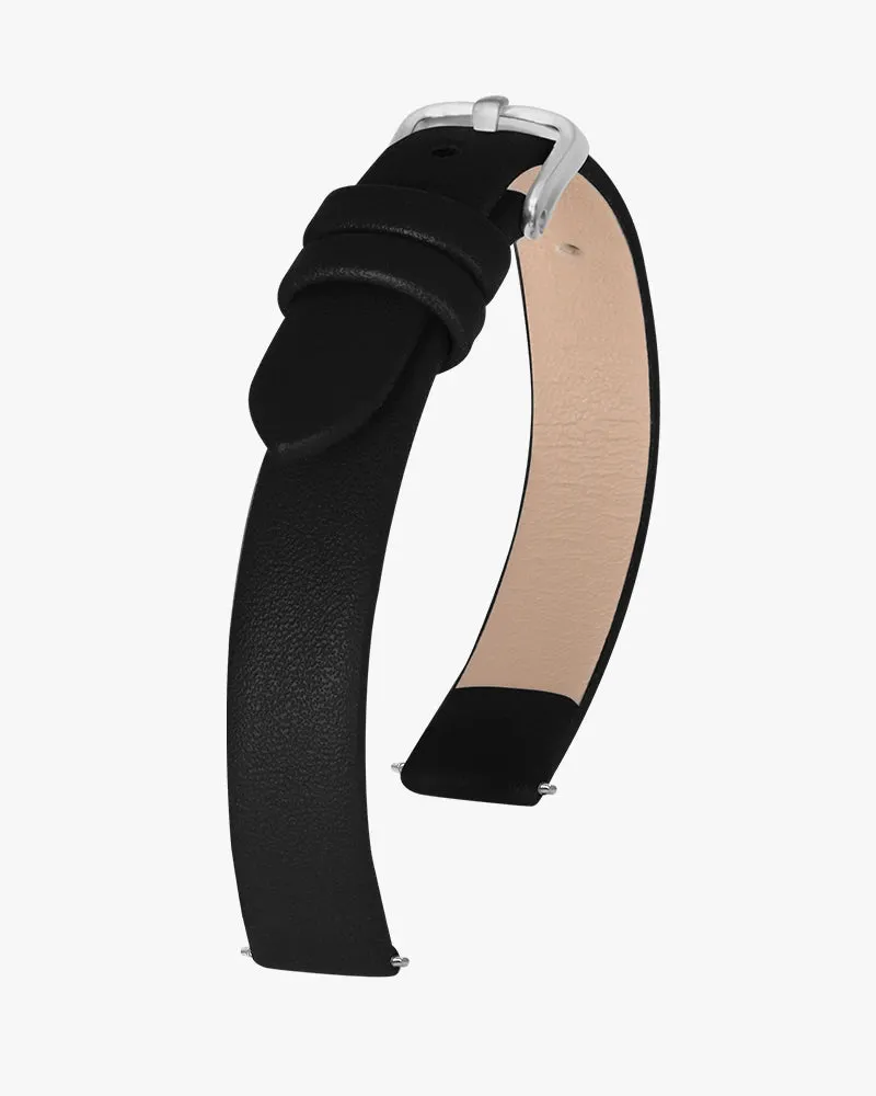 10mm Black Silver Leather Strap