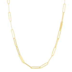 14K Paperclip Bar Fashion Chain Bracelet
