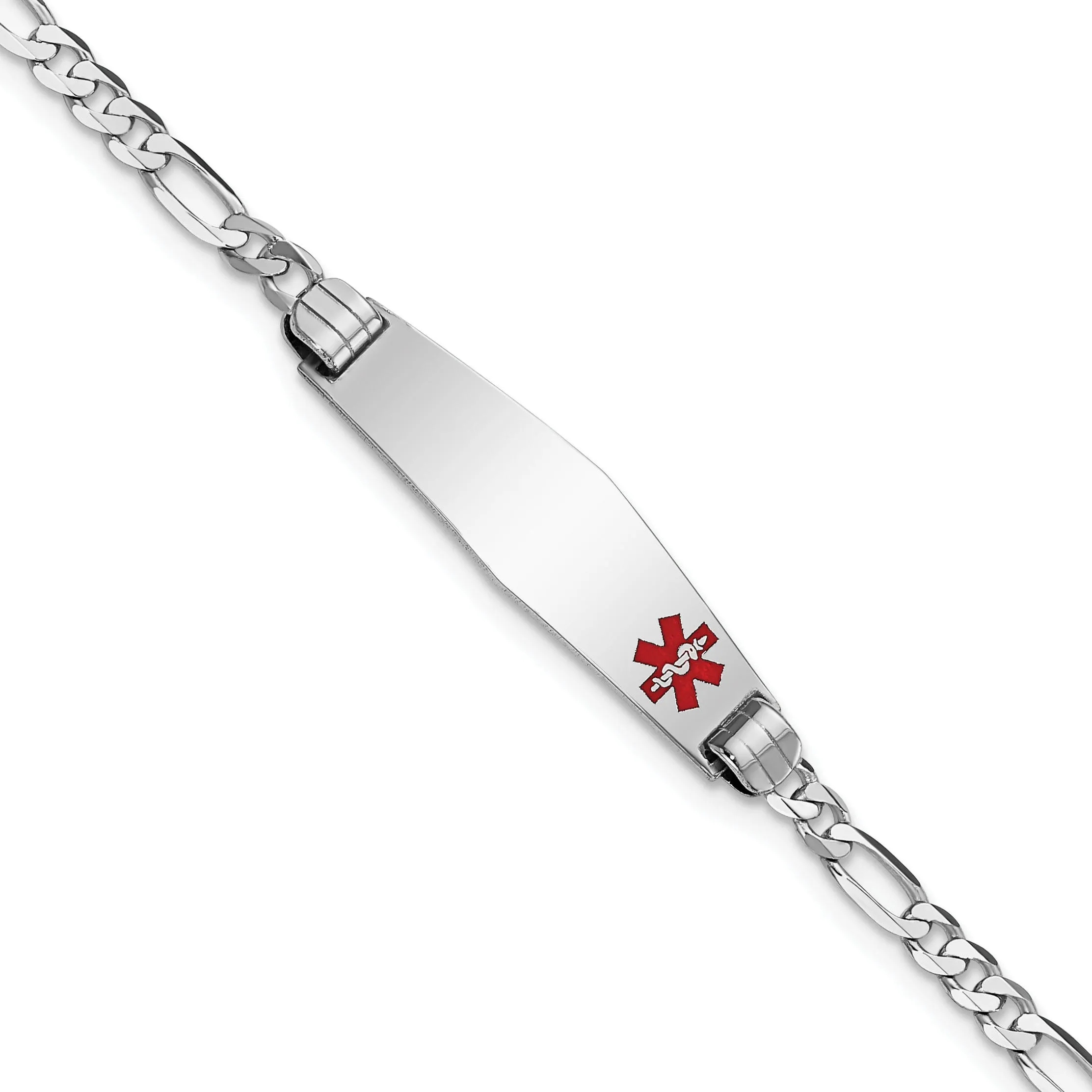 14K White Gold Figaro Link Medical ID Bracelet