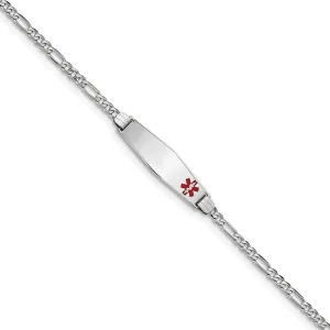 14K White Gold Figaro Link Medical ID Bracelet