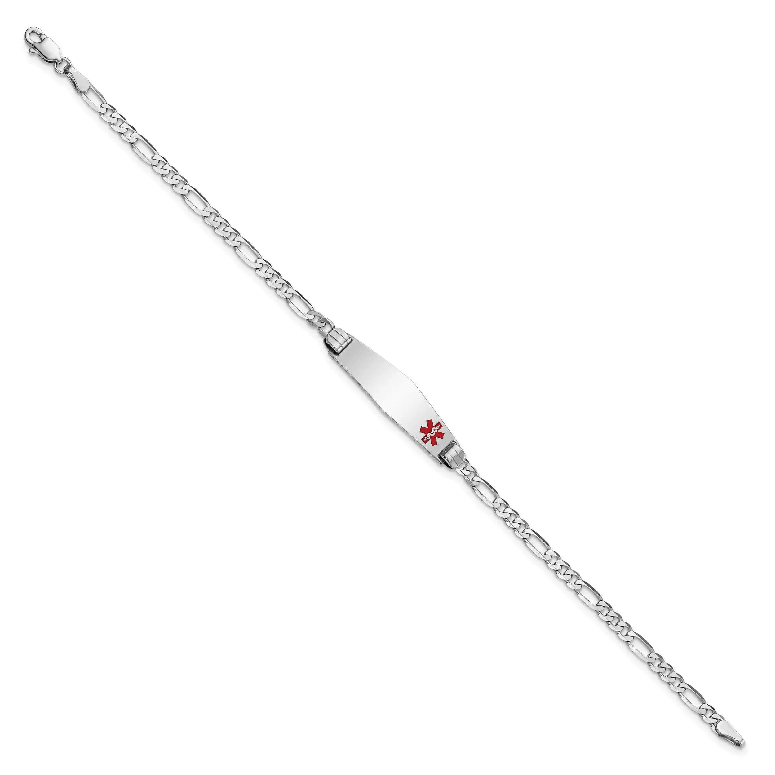 14K White Gold Figaro Link Medical ID Bracelet