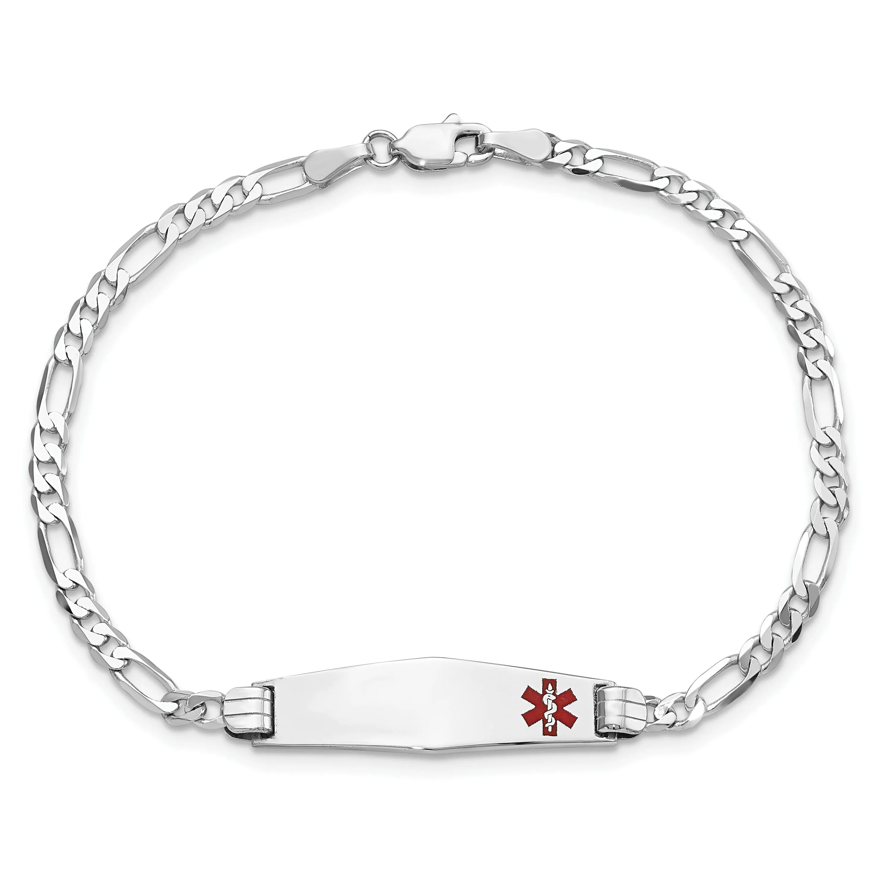 14K White Gold Figaro Link Medical ID Bracelet