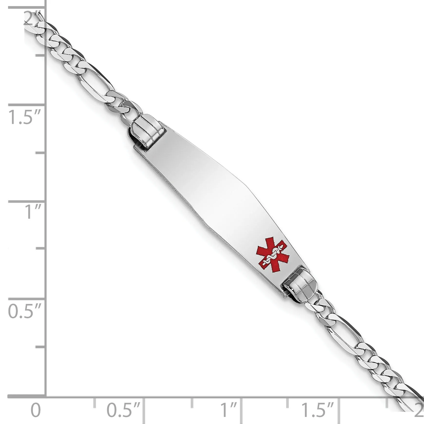 14K White Gold Figaro Link Medical ID Bracelet