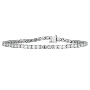 14k White Gold Four-Prong Diamond Line Bracelet, D=6.35tw