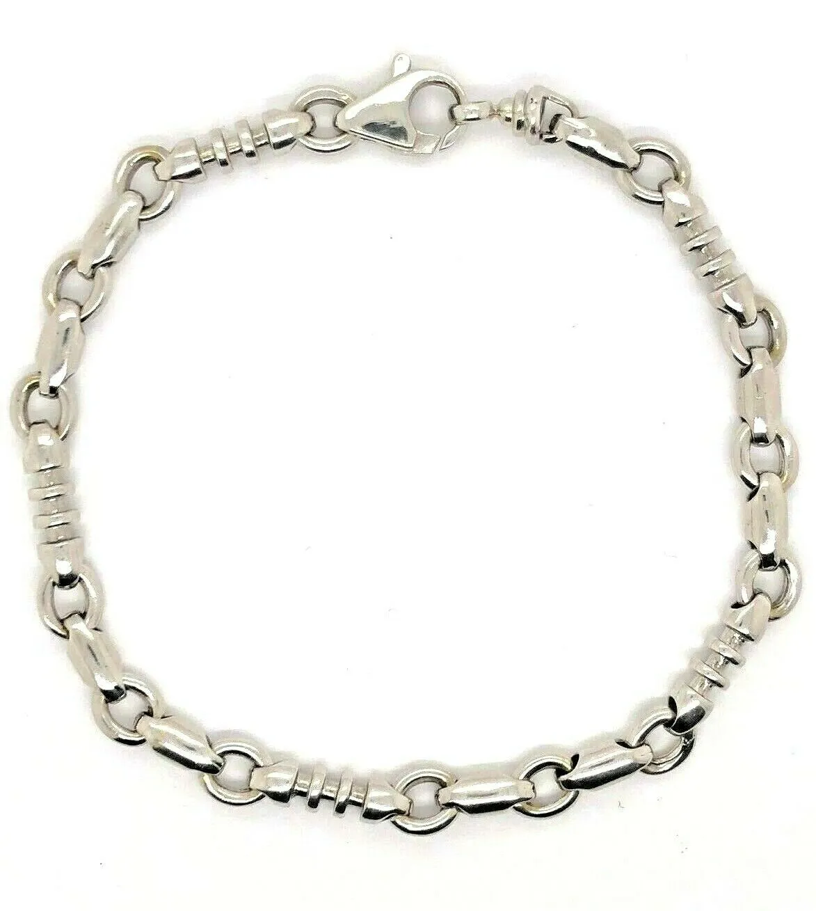 14k White Gold Handmade Fashion Link Bracelet 8" - 9" 6.3mm