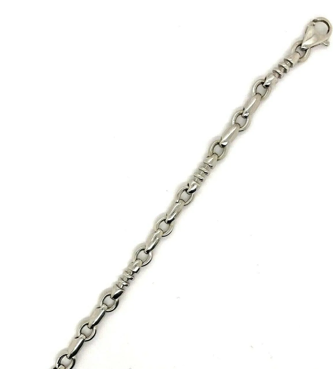14k White Gold Handmade Fashion Link Bracelet 8" - 9" 6.3mm