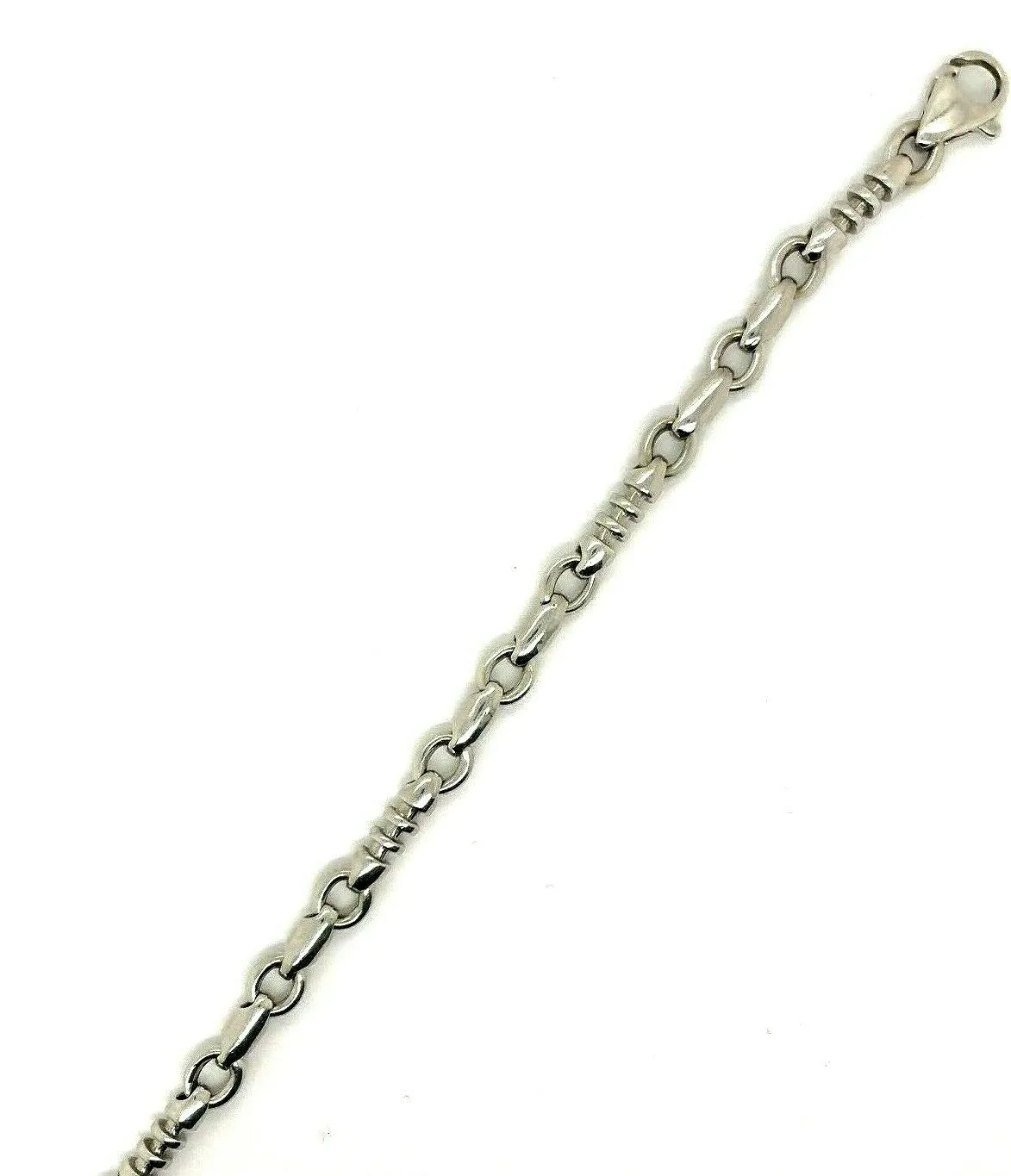 14k White Gold Handmade Fashion Link Bracelet 8" - 9" 6.3mm