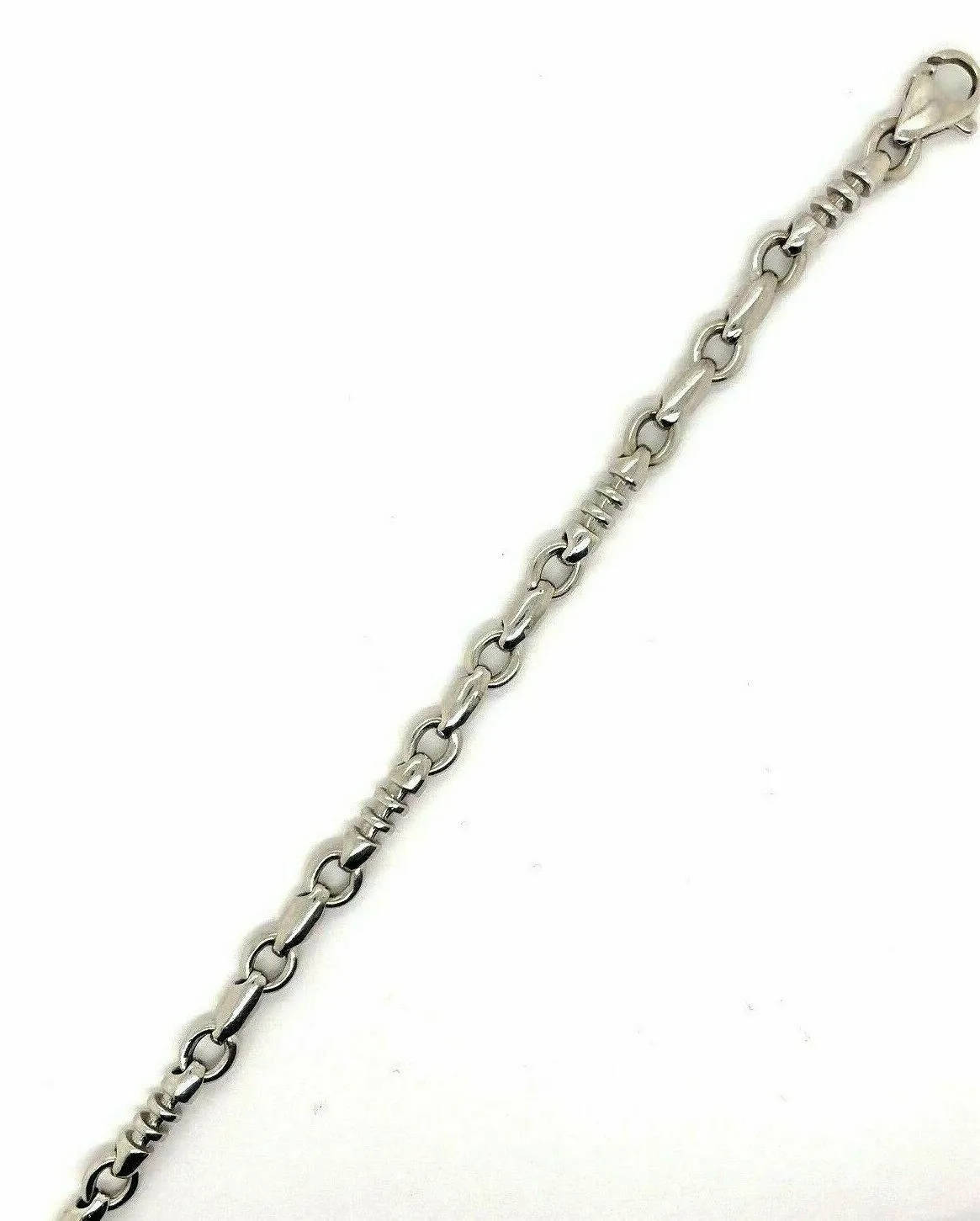 14k White Gold Handmade Fashion Link Bracelet 8" - 9" 6.3mm