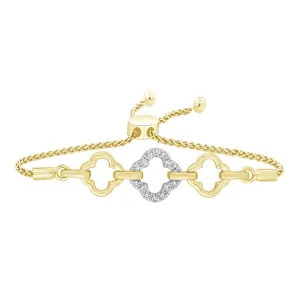 14K Yellow Gold 1/7Ct Diamond Fashion Pull String Bracelet