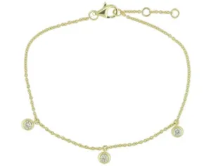 14K Yellow Gold 3 Stone Diamond Bracelet