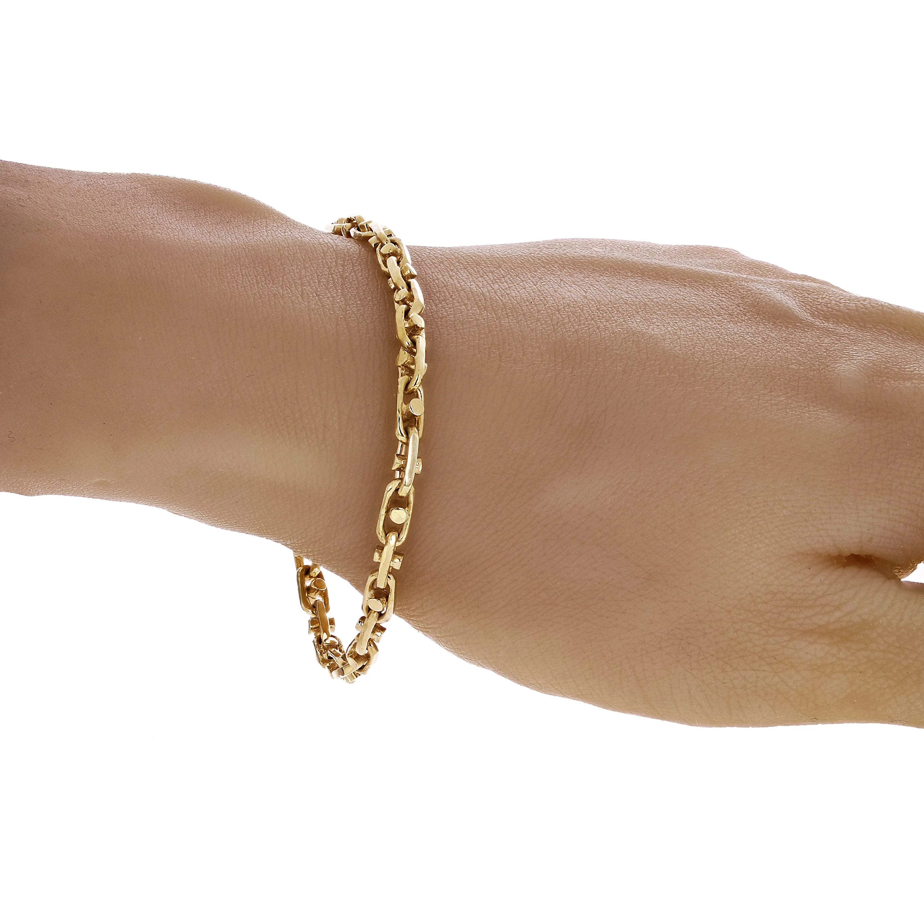 14k Yellow Gold Solid Handmade Fashion Link Bracelet 7" - 9" 4.3mm