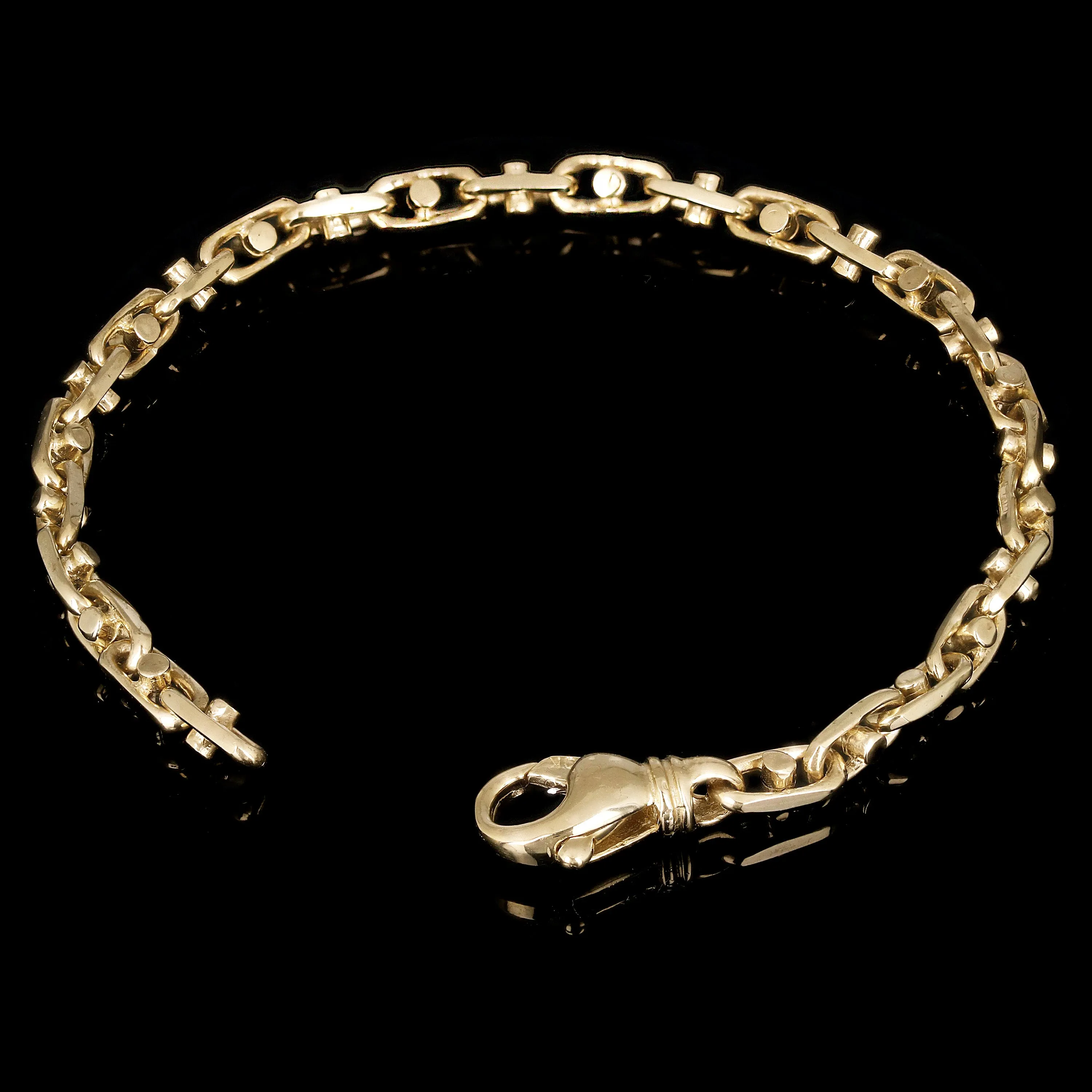 14k Yellow Gold Solid Handmade Fashion Link Bracelet 7" - 9" 4.3mm
