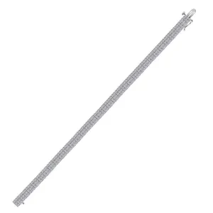 14kt White Gold Men Round Diamond Fashion Bracelet 7 Cttw