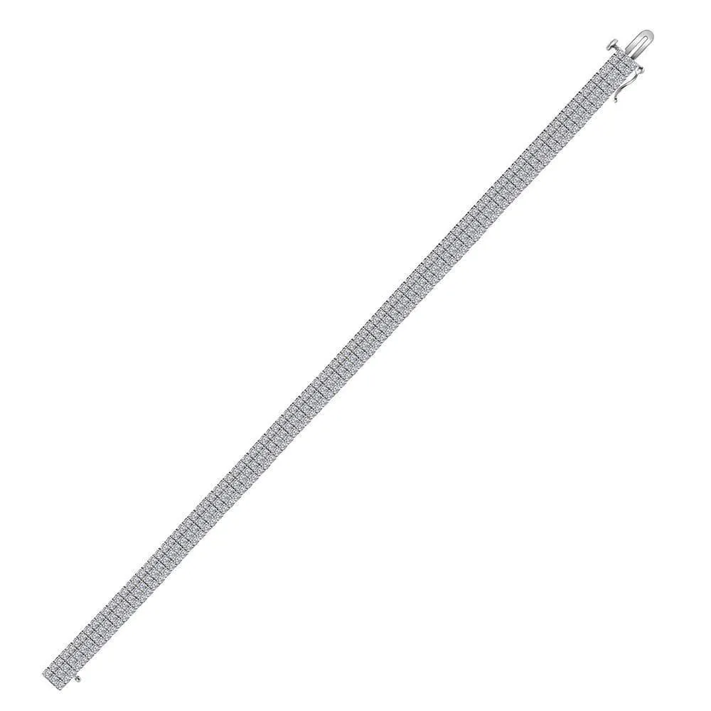 14kt White Gold Men Round Diamond Fashion Bracelet 7 Cttw
