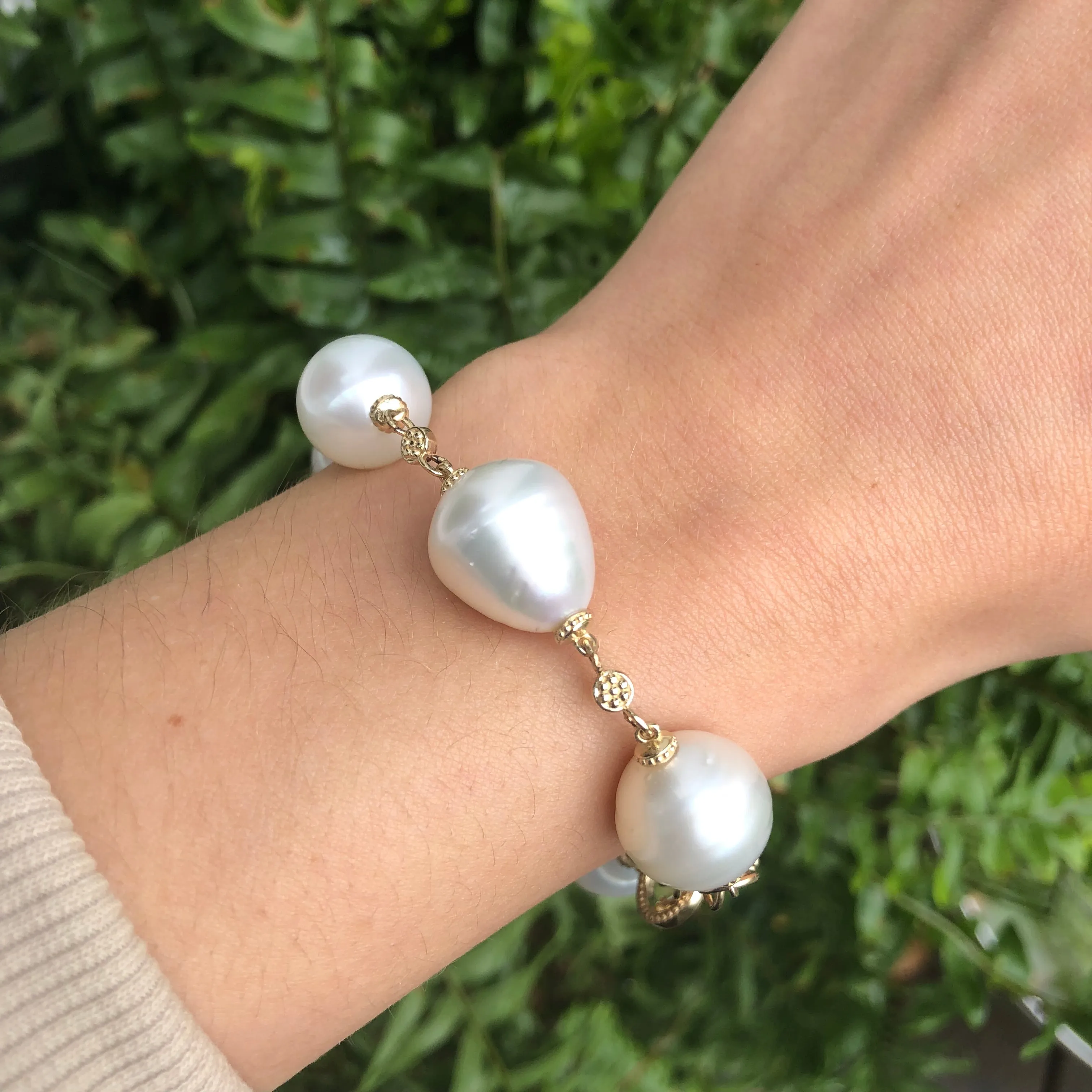 14KT Yellow Gold   Paspaley South Sea Pearl Spacers Bracelet 7"