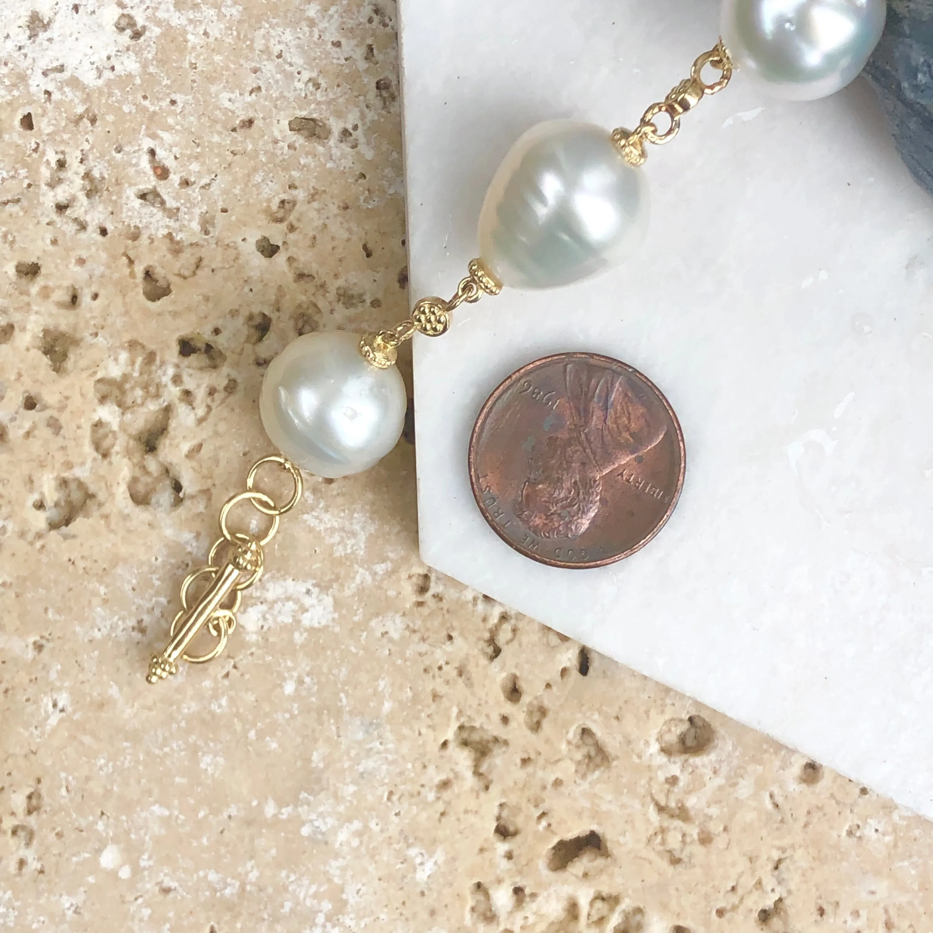 14KT Yellow Gold   Paspaley South Sea Pearl Spacers Bracelet 7"
