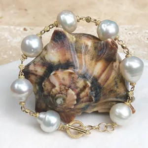 14KT Yellow Gold   Paspaley South Sea Pearl Spacers Bracelet 7"