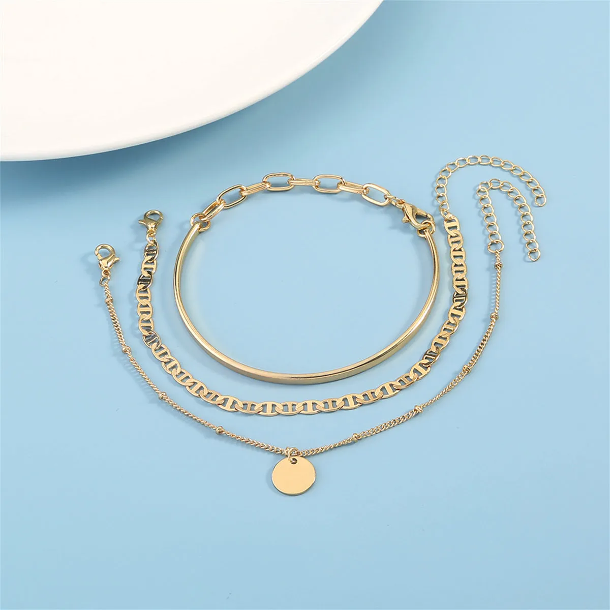 18K Gold-Plated & Sequin Charm Bracelet Set