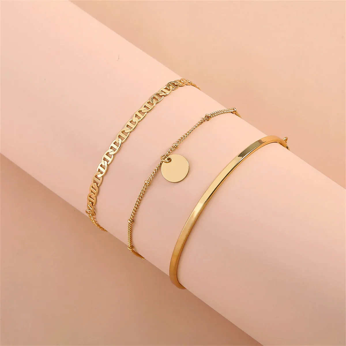 18K Gold-Plated & Sequin Charm Bracelet Set