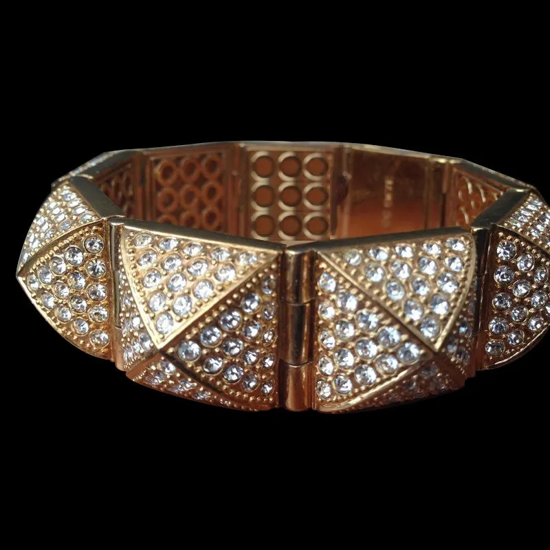 18K Gold Plated Bracelet with Pyramid Shaped CZs