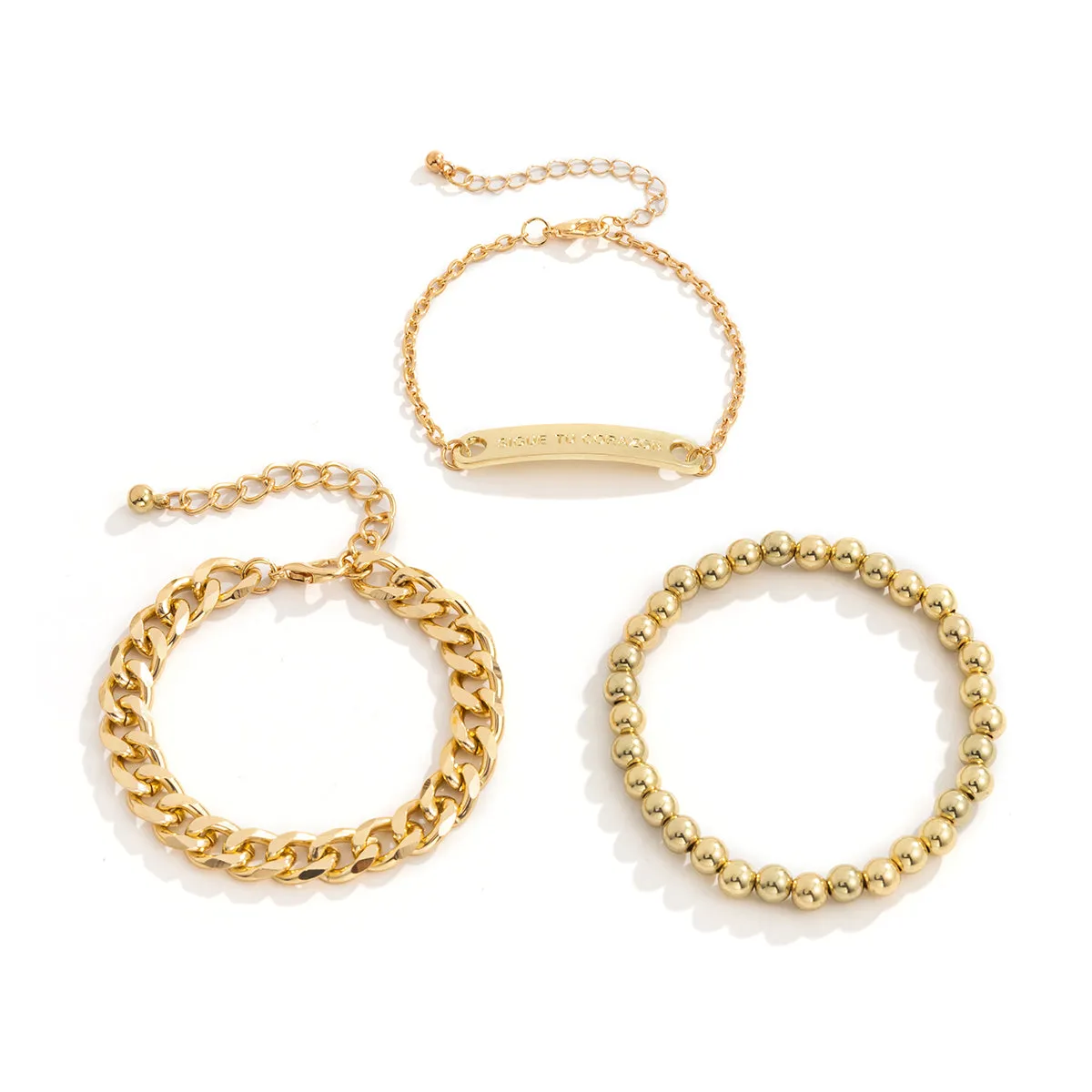 18K Gold-Plated ID Bracelet Set