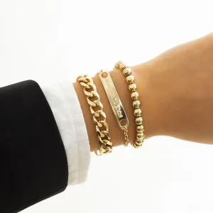 18K Gold-Plated ID Bracelet Set