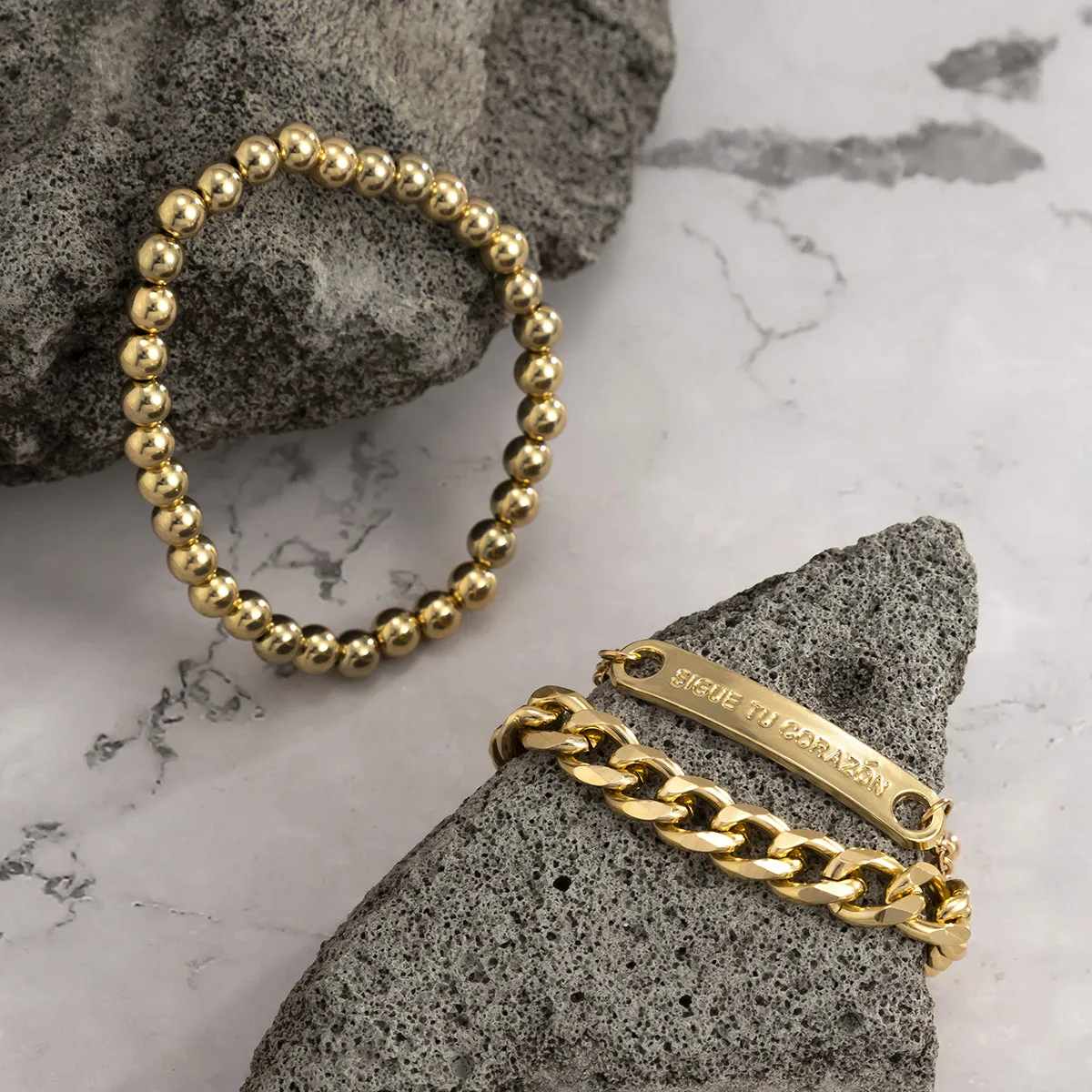 18K Gold-Plated ID Bracelet Set