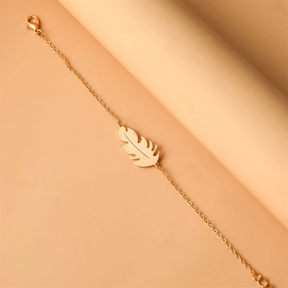 18K Gold-Plated Leaf Charm Bracelet