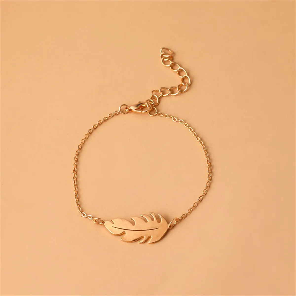 18K Gold-Plated Leaf Charm Bracelet