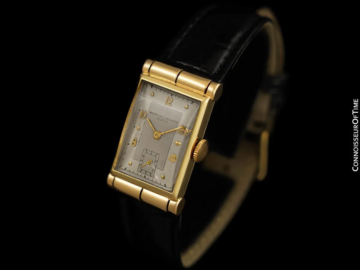 1946 Vacheron & Constantin Mens Vintage Rectangular Watch with Hooded Lugs - 14K Gold