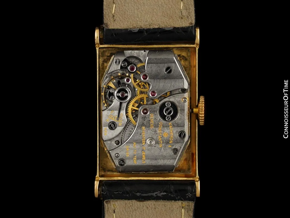 1946 Vacheron & Constantin Mens Vintage Rectangular Watch with Hooded Lugs - 14K Gold